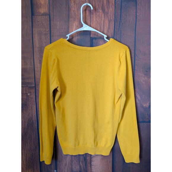 Golden Yellow Button Up Cardigan Sweater Size Small Academia Preppy Fall Winter - Picture 3 of 4
